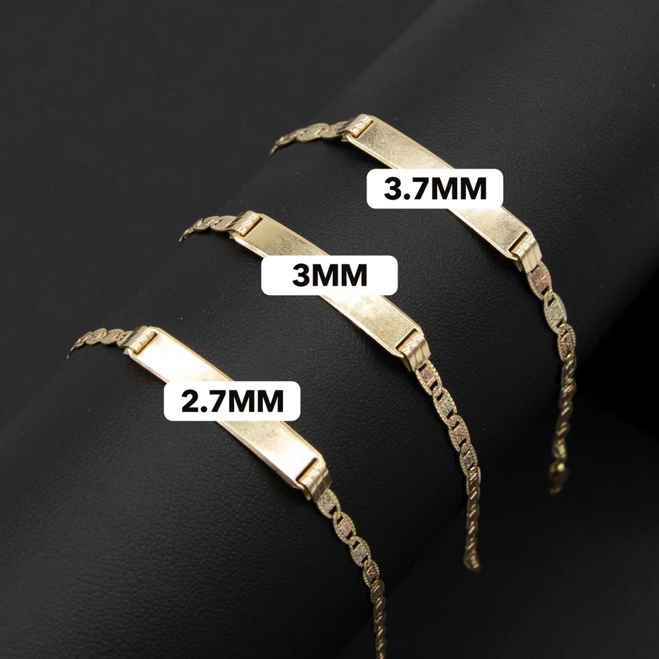 Baby Tri-Color Textured Valentino Mariner ID Bracelet Real 10K tri-color Gold - Image 2 of 4