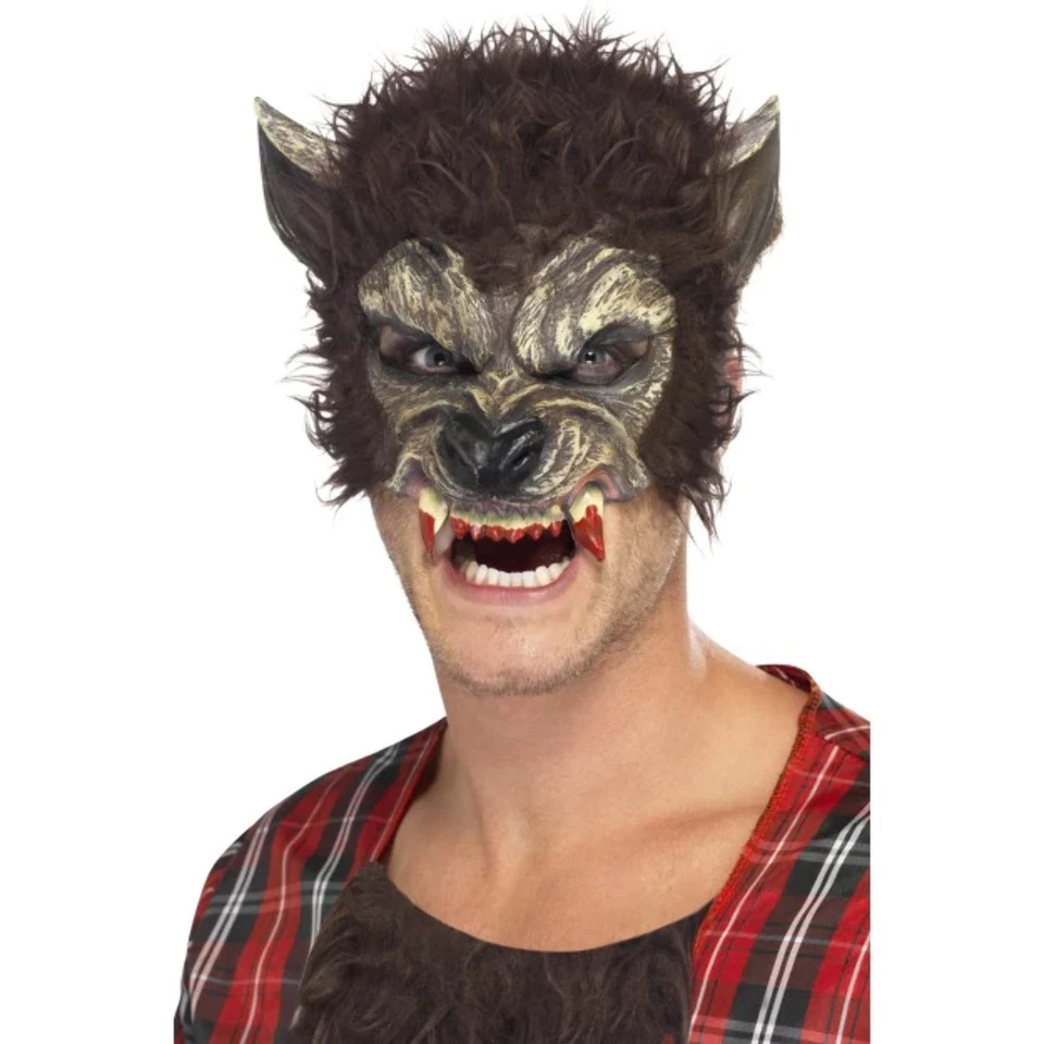 Werwolf Halbmaske Herren Halloween Werwolf Maske Brown - Bild 1 von 1