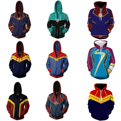 Ms Marvel 3D Hoodies Cosplay Superhero Captain Sweatshirts