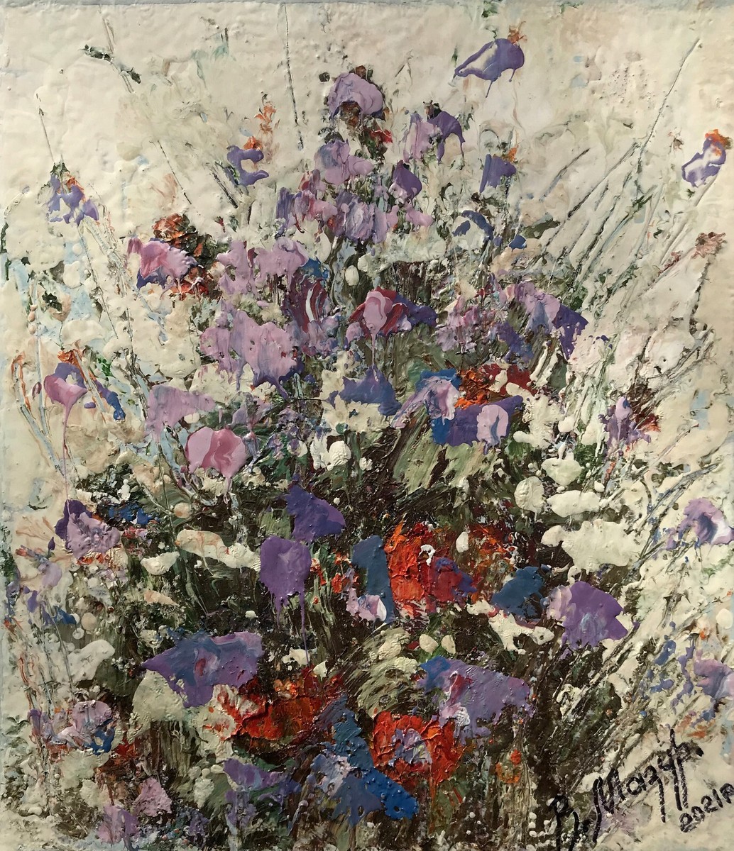 Oil Painting Flowers Mazur V. Unframed Original Home Decor Art