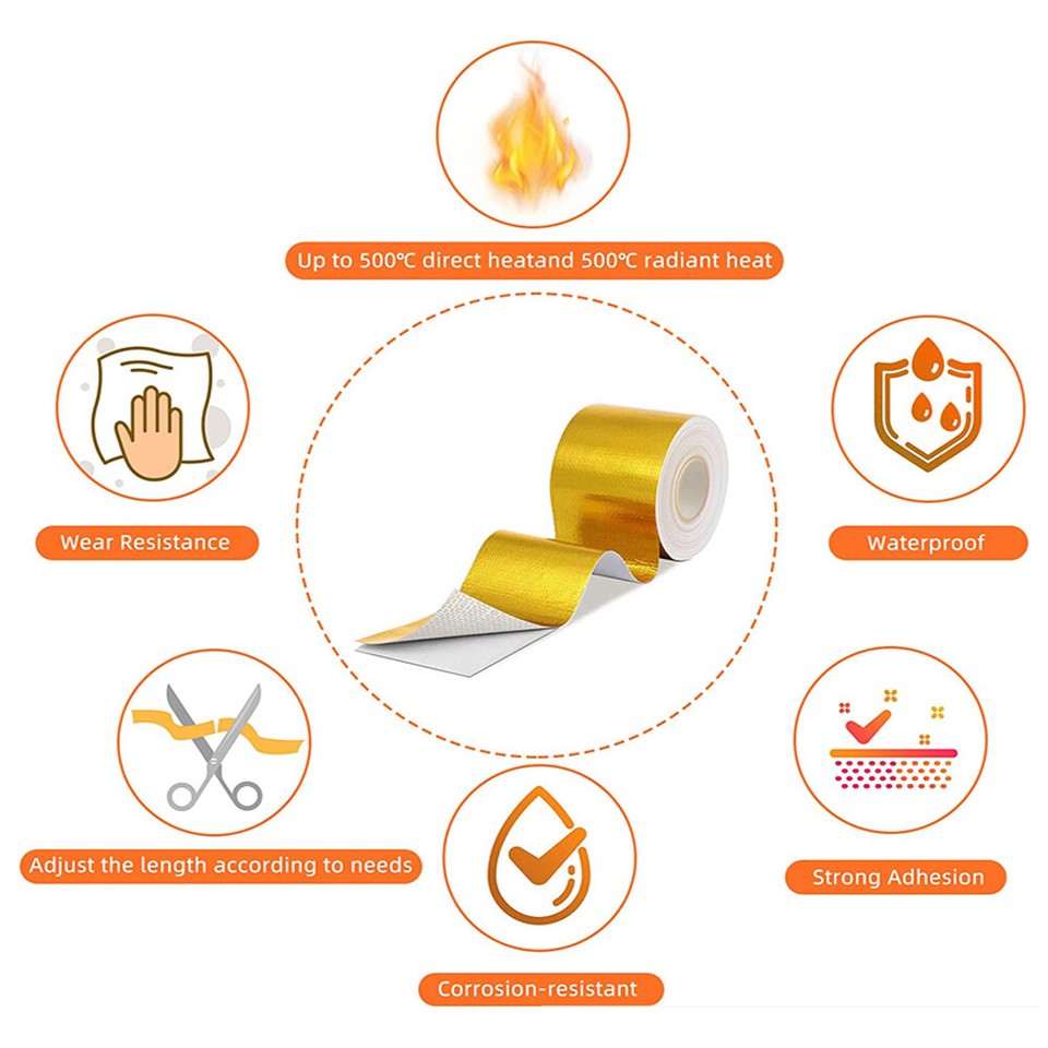 15FT Gold Intake Warmte Reflecterende Tape Wrap Ho... – Grandado - Foto 8