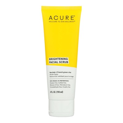 Acure Brightening Facial Scrub - Argan Extract and Chlorella - 4 FL oz.