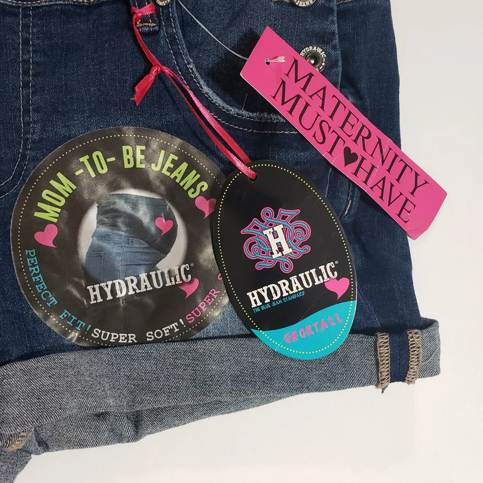 Mono corto hidráulico de maternidad denim talla pequeña S, botón lateral nuevo con etiquetas Foto 2 de 4