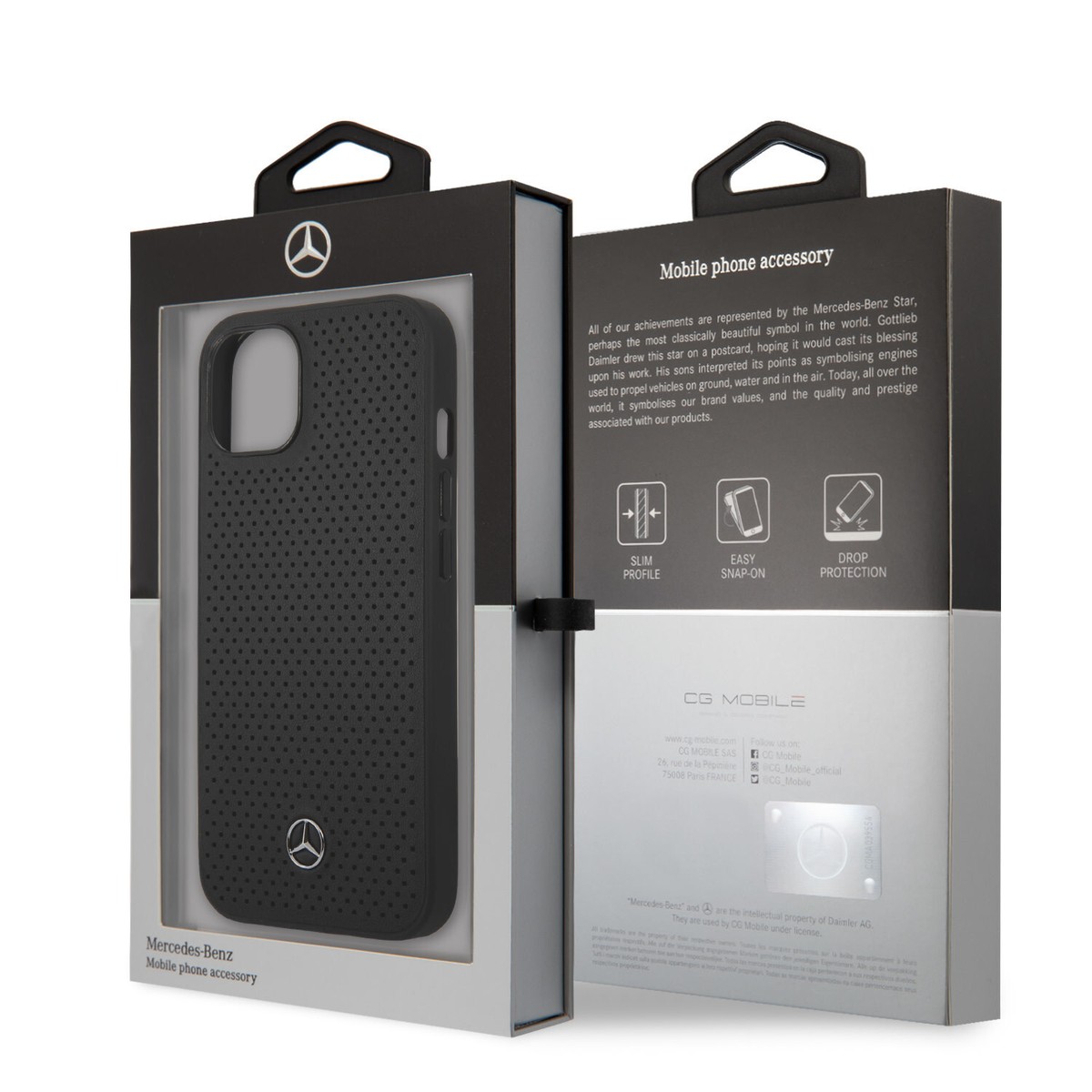 【Mercedes Benz】iPhone 13 simple case black Mercedes-Benz iPhone 13 Mini Hard Back Case Cover