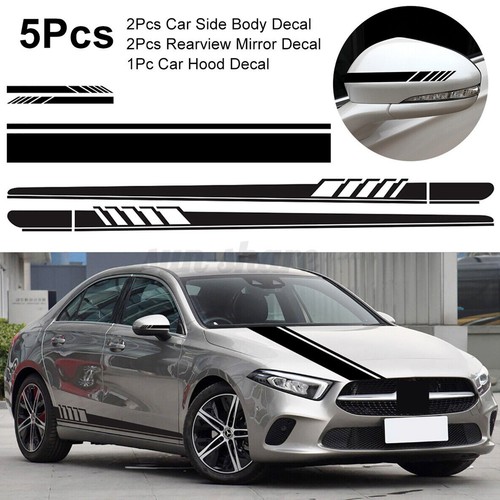 5 Pcs Car Body Racing Vinyl Graphics Side Door Hood Mirror Long
