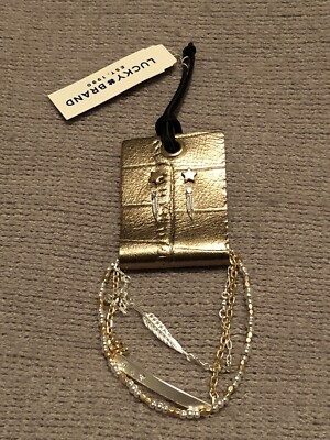 lucky brand bracelet star two earring set star stud and pave feather earring new
