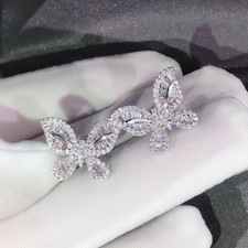 Cute Butterfly Stud Earring Women 925 Silver Filled Jewelry Cubic Zircon Jewelry