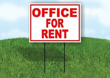 OFFICE FOR RENT RED WHITE Yard Sign Road with Stand LAWN SIGN