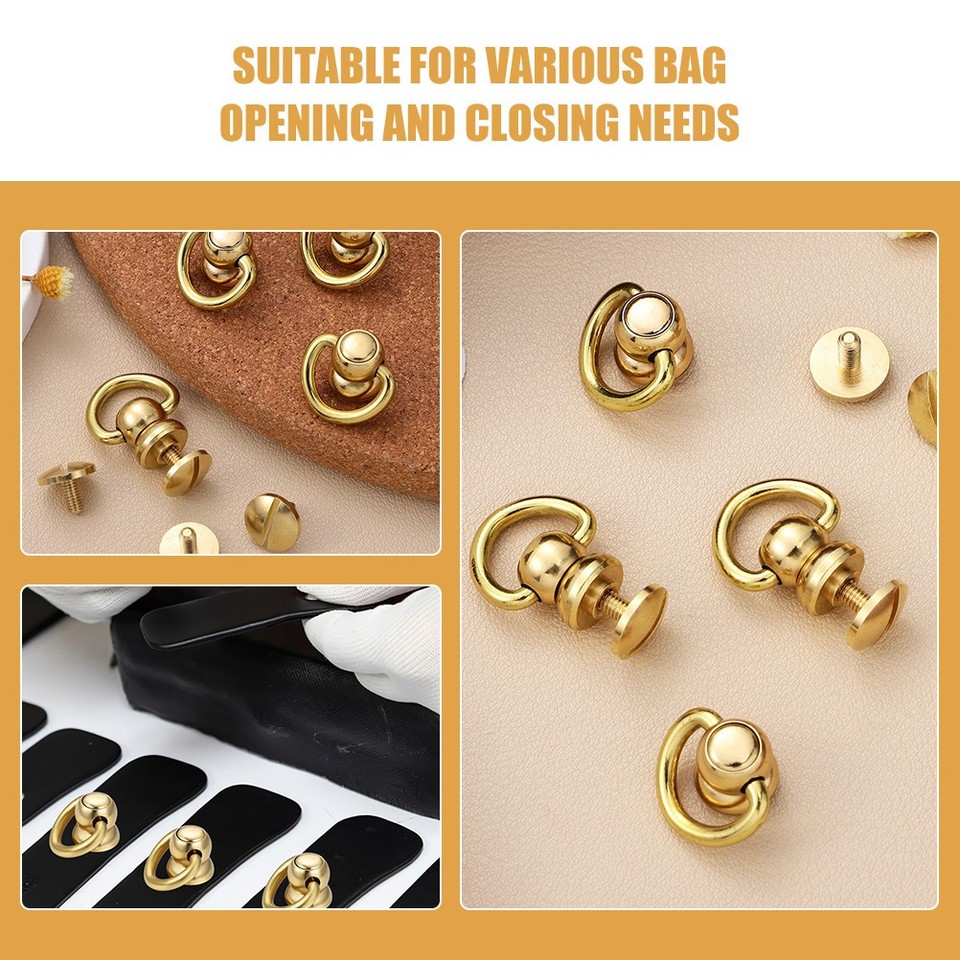 Solid Rives 6 Pcs Purse Making Accessories Solid Brass Rivets Crossbody Craft Bag ...