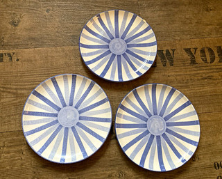 HB Hedwig Bollhagen set 3 piatti rotondi blu bianco a righe piatti pane 502 137