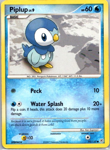 Pokemon TCG Piplup 93/130 Diamond Pearl LP