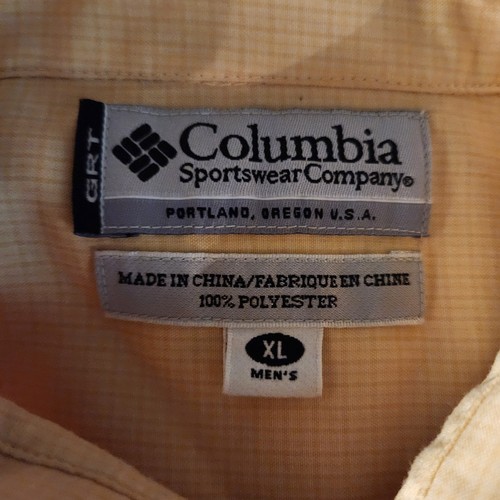 Columbia Fishing Shirt Mens XL Button Up Short Sleeve UV Yellow Camp Hiking - Picture 10 of 10
