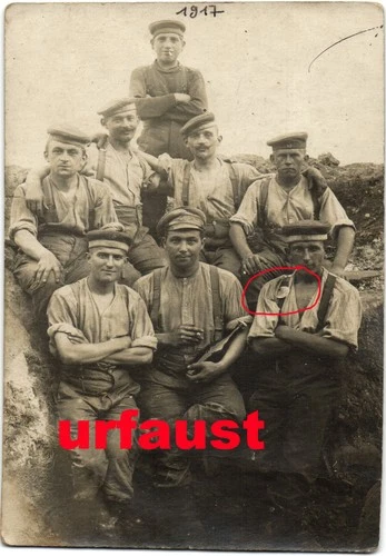 German WWI Soldiers Trench Dogtag Beerbottle Photo 1917