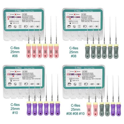 6 Pcs/Pack Dental 21/25mm C-Files Endo Root Canal File Stainless Steel Handpiece