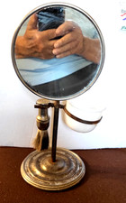 Antique Shaving Stand with Mirror, Brush  Cup 12 inches tall