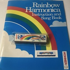 New HTF Vintage HOHNER Rainbow Harmonica Key of C with Instruction Song Book NIB