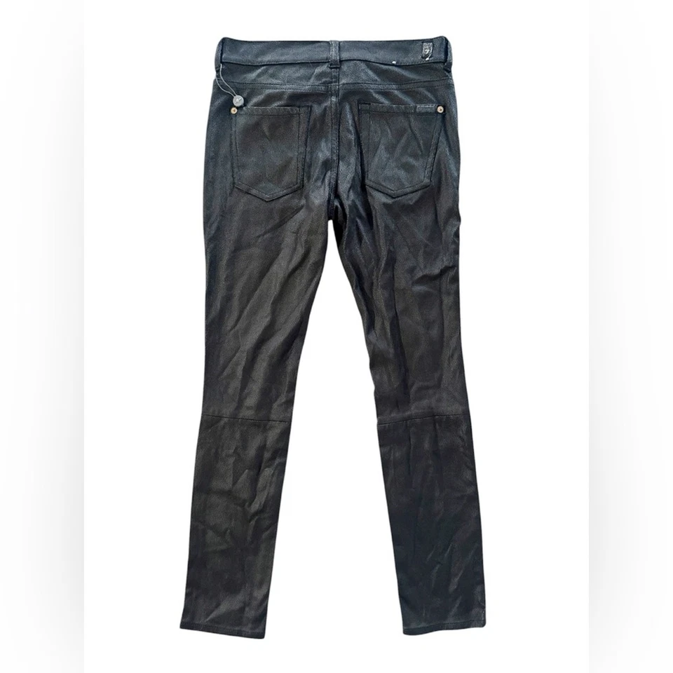 Pantalones de mezclilla ajustados de cuero sintético texturizados negros talla 14 7 For All Mankind Girls Foto 2 de 4