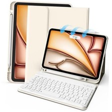 Keyboard Case for iPad Air 11 inch M4/M3/M2 2026/2025/2024 , iPad Cream White