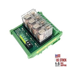 DIN Rail Mount 4 Channels Relay, AC/DC 24V Control 4 SPDT 10A Pluggable Power