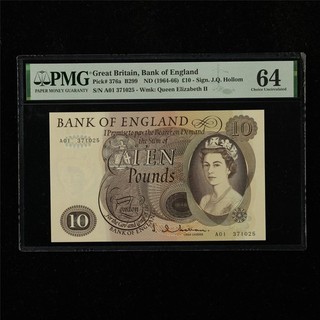 Gran Bretaña Banco de Inglaterra 1964 66 selección de 10 libras #376a PMG 64 opción UNC