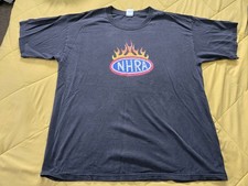Vtg Nhra Drag Racing Shirt Black Pure Power Flaming Engine Double Sided Mens Xl