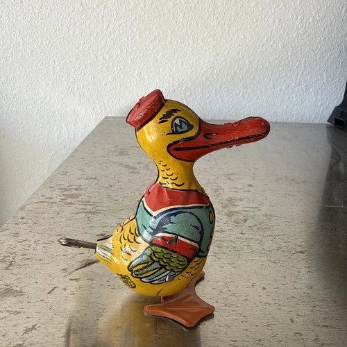 Vintage J. Chein & Co. Wind-up Tin Waddling Duck 1930's Working Tin Type