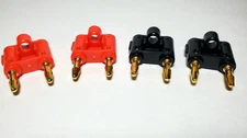 4-Pack Dual Banana Plugs Classic Style Pure Copper Connectors 2 Red &  2 Black