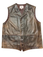 Vintage Golden Bear San Francisco Roamer Leather Vest Brown Men  s Lg Distressed