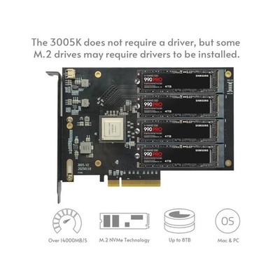 KONYEAD pcie4.0 x16 to m.2 m-Key nvme x 4 ssd Expansion Cardï¼Å