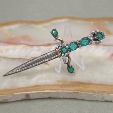 Crown Trifari Alfred Philippe Jeweled Sword Dagger Brooch 1949 Pat Pend 