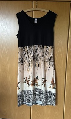 Feel Good   Sommerkleid / Kleid   Gr. 40 - Schwarz / Apricot / Beige