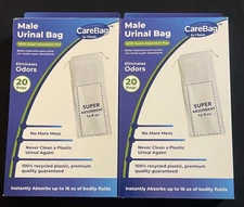 CareBag Medical Grade Super Absorbent Male Urinal Bag 20 Count Lot Of 2 New