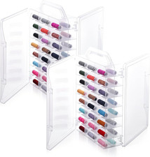 2 Pcs 46 Grids Sewing Organizer Double Sided Thread Box Storage Portable Clear P