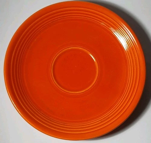 1936 Vintage RED ORANGE FIESTA PLATE RADIOACTIVE RED ORANGE GLAZE PLATE SAUCER