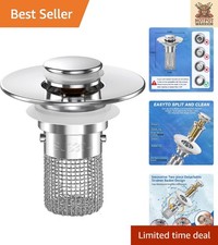 Stainless Steel Pop-Up Sink Stopper - Ultimate Hair Catcher for Clog-Free Drains