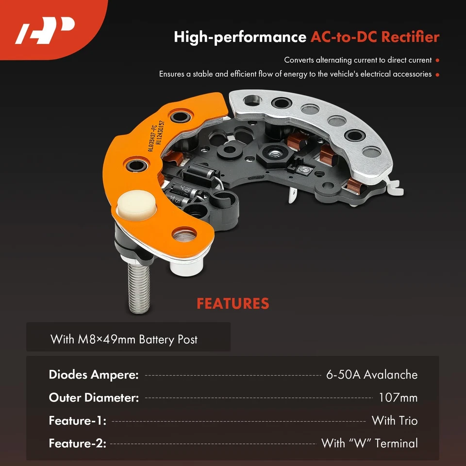 Diodo rectificador alternador A-Premium con trío para BMW 318i Mercedes-Benz C36 AMG Foto 2 de 4