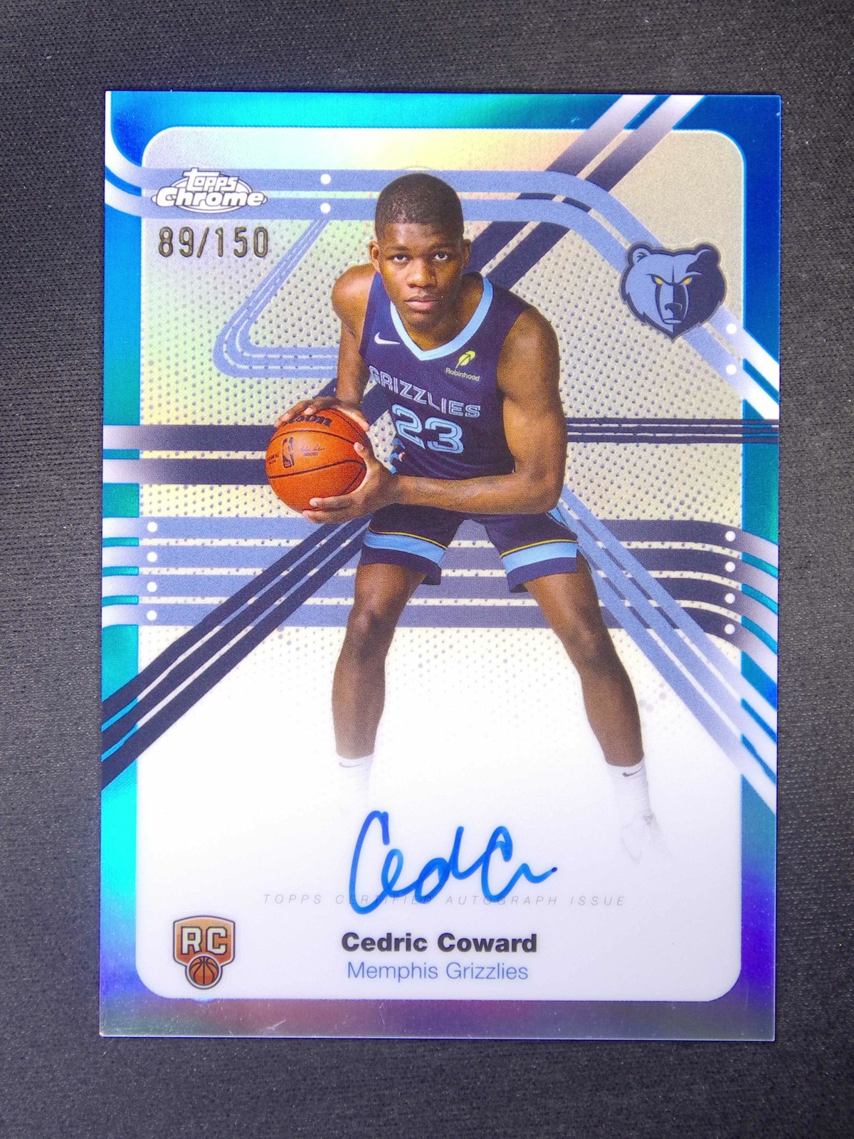 2025-26 Topps Chrome Cedric Coward RC Rookie Next Stop Auto Blue Refractor /150