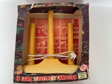 Vintage Timco 3 Light Candelabra Christmas Candle Window Candolier Electric