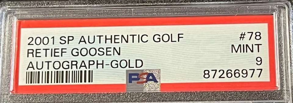 2001 SP AUTHENTIC GOLF #78 RETIEF GOOSEN PSA 9 - 1/100 POP 6 ROOKIE AUTO GOLD - Image 4 of 4