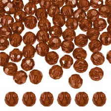 200 Pcs Acrylic Round Faceted Beads 10mm Loose Bead, Dark Brown
