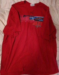 NASCAR CHASE AUTHENTICS STERLING MARTIN RED T-SHIRT SIGNED SIZE 2XL VG CONDITION
