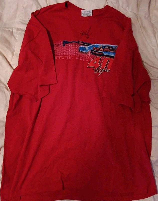 NASCAR CHASE AUTHENTICS STERLING MARTIN RED T-SHIRT SIGNED SIZE 2XL VG CONDITION