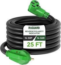 RVGUARD 50 Amp 25 Feet RV/EV Extension Cord Easy Plug in Handle 14-50P to 14-50R