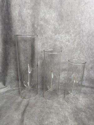 Wolfard Hand Blown Glass Oil Lamps 12'' & 9.5'' & 8  Set of 3 Vintage from 1980s