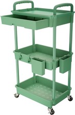 3 Tier Rolling Utility Cart with Drawer,Rolling Storage Cart,Storage Cart for