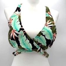 VANILLA BEACH Women's Large Sport Tropical Floral Wrap Around Bikini Swim Top