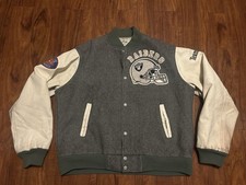 Vintage Chalk line Oakland Raiders Letterman Leather Sleeve Wool Varsity Jacket
