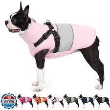AOFITEE Small Dog Coat, Dog Winter Coat with Harness Built in, Warm Dogs Jack