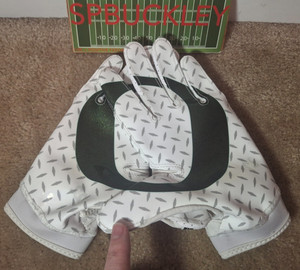 NIKE SUPERBAD 7.0 NCAA OREGON DUCKS PADDED FOOTBALL GLOVES, LARGE
