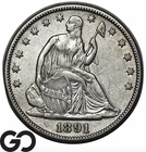 1891 Seated Liberty Half Dollar, Choice AU